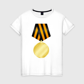 Женская футболка хлопок с принтом За победу в Кировске, 100% хлопок | прямой крой, круглый вырез горловины, длина до линии бедер, слегка спущенное плечо | 