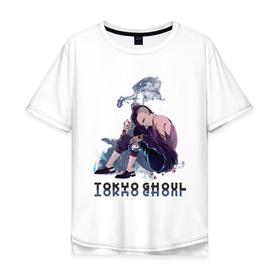 Мужская футболка хлопок Oversize с принтом Tokyo Ghoul Uta в Кировске, 100% хлопок | свободный крой, круглый ворот, “спинка” длиннее передней части | anime | blood | monster | tokyo | аниме | гуль | канеки | риза | тока | токийский гуль | ута