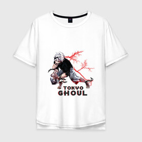 Мужская футболка хлопок Oversize с принтом Tokyo Ghoul в Кировске, 100% хлопок | свободный крой, круглый ворот, “спинка” длиннее передней части | anime | tokyo | канеки | токийский гуль