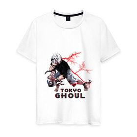 Мужская футболка хлопок с принтом Tokyo Ghoul в Кировске, 100% хлопок | прямой крой, круглый вырез горловины, длина до линии бедер, слегка спущенное плечо. | anime | tokyo | канеки | токийский гуль