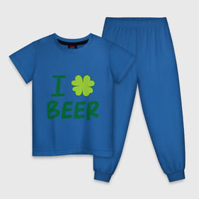 Детская пижама хлопок с принтом Love beer в Кировске, 100% хлопок |  брюки и футболка прямого кроя, без карманов, на брюках мягкая резинка на поясе и по низу штанин
 | Тематика изображения на принте: beer | love | ирландия | клевер | патрик | праздник | святой