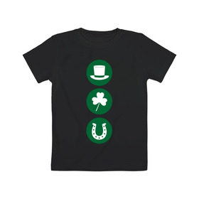 Детская футболка хлопок с принтом День святого Патрика в Кировске, 100% хлопок | круглый вырез горловины, полуприлегающий силуэт, длина до линии бедер | ирландия | клевер | патрик | подкова | святой | шляпа