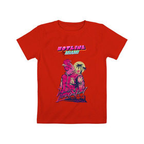 Детская футболка хлопок с принтом Hotline Miami в Кировске, 100% хлопок | круглый вырез горловины, полуприлегающий силуэт, длина до линии бедер | hotline miami