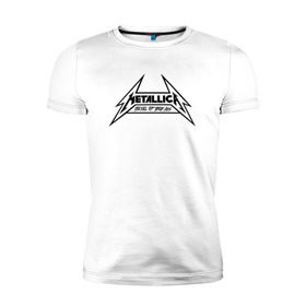 Мужская футболка премиум с принтом Metallica logo в Кировске, 92% хлопок, 8% лайкра | приталенный силуэт, круглый вырез ворота, длина до линии бедра, короткий рукав | металлика