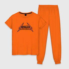 Женская пижама хлопок с принтом Metallica logo в Кировске, 100% хлопок | брюки и футболка прямого кроя, без карманов, на брюках мягкая резинка на поясе и по низу штанин | металлика