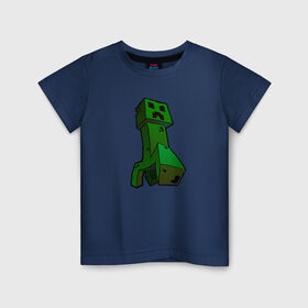Детская футболка хлопок с принтом Minecraft крипер в Кировске, 100% хлопок | круглый вырез горловины, полуприлегающий силуэт, длина до линии бедер | Тематика изображения на принте: крипер