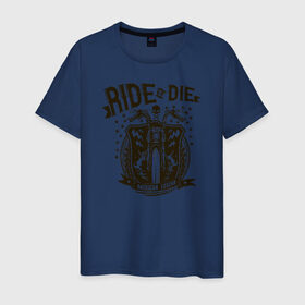 Мужская футболка хлопок с принтом Ride or Die в Кировске, 100% хлопок | прямой крой, круглый вырез горловины, длина до линии бедер, слегка спущенное плечо. | америка | легенда | мото | мотоцикл