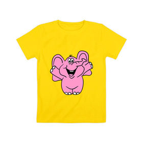 Детская футболка хлопок с принтом Розовый слон в Кировске, 100% хлопок | круглый вырез горловины, полуприлегающий силуэт, длина до линии бедер | Тематика изображения на принте: слон