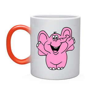 Кружка хамелеон с принтом Розовый слон в Кировске, керамика | меняет цвет при нагревании, емкость 330 мл | Тематика изображения на принте: слон