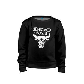Детский свитшот хлопок с принтом Chicago Bulls fun logo в Кировске, 100% хлопок | круглый вырез горловины, эластичные манжеты, пояс и воротник | Тематика изображения на принте: chicago bulls | антибрэнд