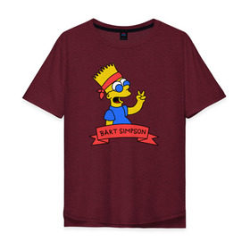 Мужская футболка хлопок Oversize с принтом Барт Симпсон - Мир в Кировске, 100% хлопок | свободный крой, круглый ворот, “спинка” длиннее передней части | bart simpson | барт | мир | симпсоны