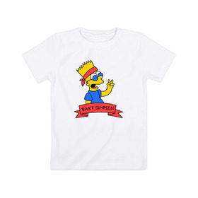 Детская футболка хлопок с принтом Барт Симпсон - Мир в Кировске, 100% хлопок | круглый вырез горловины, полуприлегающий силуэт, длина до линии бедер | bart simpson | барт | мир | симпсоны