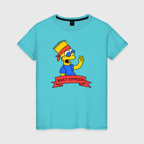 Женская футболка хлопок с принтом Барт Симпсон - Мир в Кировске, 100% хлопок | прямой крой, круглый вырез горловины, длина до линии бедер, слегка спущенное плечо | bart simpson | барт | мир | симпсоны