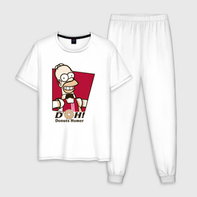 Мужская пижама хлопок с принтом Doh в Кировске, 100% хлопок | брюки и футболка прямого кроя, без карманов, на брюках мягкая резинка на поясе и по низу штанин
 | gomer | homer | симпсонs | симпсоны