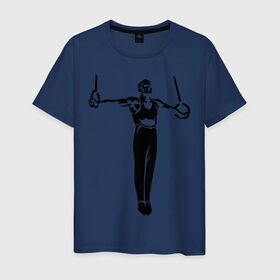 Мужская футболка хлопок с принтом Гимнаст в Кировске, 100% хлопок | прямой крой, круглый вырез горловины, длина до линии бедер, слегка спущенное плечо. | Тематика изображения на принте: гимнаст | гимнастика | спорт