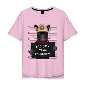 Мужская футболка хлопок Oversize с принтом Bad boy в Кировске, 100% хлопок | свободный крой, круглый ворот, “спинка” длиннее передней части | Тематика изображения на принте: bad | dog | собака