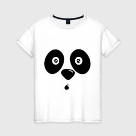 Женская футболка хлопок с принтом Мордочка панды в Кировске, 100% хлопок | прямой крой, круглый вырез горловины, длина до линии бедер, слегка спущенное плечо | панда