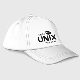 Бейсболка с принтом Make unix, not war в Кировске, 100% хлопок | классический козырек, металлическая застежка-регулятор размера | make | unix | юникс