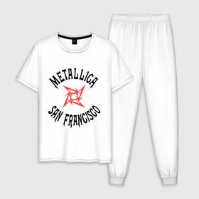 Мужская пижама хлопок с принтом Metallica (San Francisco) в Кировске, 100% хлопок | брюки и футболка прямого кроя, без карманов, на брюках мягкая резинка на поясе и по низу штанин
 | metallica | san francisco