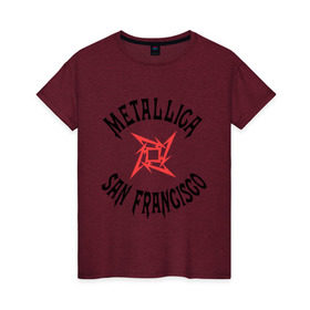 Женская футболка хлопок с принтом Metallica (San Francisco) в Кировске, 100% хлопок | прямой крой, круглый вырез горловины, длина до линии бедер, слегка спущенное плечо | metallica | san francisco