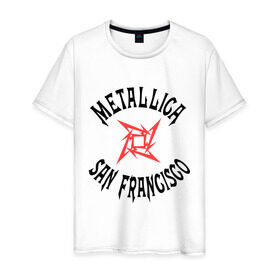 Мужская футболка хлопок с принтом Metallica (San Francisco) в Кировске, 100% хлопок | прямой крой, круглый вырез горловины, длина до линии бедер, слегка спущенное плечо. | metallica | san francisco