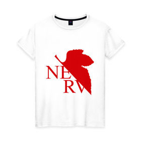 Женская футболка хлопок с принтом Евангелион NERV в Кировске, 100% хлопок | прямой крой, круглый вырез горловины, длина до линии бедер, слегка спущенное плечо | nerv | аниме | евангелион