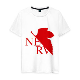 Мужская футболка хлопок с принтом Евангелион NERV в Кировске, 100% хлопок | прямой крой, круглый вырез горловины, длина до линии бедер, слегка спущенное плечо. | nerv | аниме | евангелион