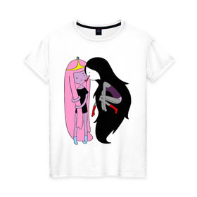 Женская футболка хлопок с принтом Adventure Time Kiss в Кировске, 100% хлопок | прямой крой, круглый вырез горловины, длина до линии бедер, слегка спущенное плечо | adventure time | время приключений