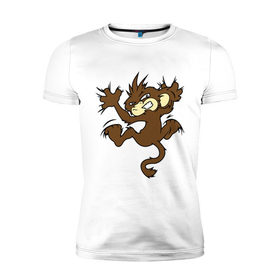 Мужская футболка премиум с принтом Злая обезьяна на футболке в Кировске, 92% хлопок, 8% лайкра | приталенный силуэт, круглый вырез ворота, длина до линии бедра, короткий рукав | злая | мартышка | обезьяна