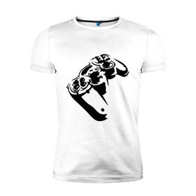 Мужская футболка премиум с принтом Геймпад (Джойстик) в Кировске, 92% хлопок, 8% лайкра | приталенный силуэт, круглый вырез ворота, длина до линии бедра, короткий рукав | Тематика изображения на принте: джойстик