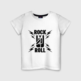 Детская футболка хлопок с принтом Rock and roll в Кировске, 100% хлопок | круглый вырез горловины, полуприлегающий силуэт, длина до линии бедер | Тематика изображения на принте: 