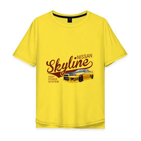 Мужская футболка хлопок Oversize с принтом Nissan Skyline в Кировске, 100% хлопок | свободный крой, круглый ворот, “спинка” длиннее передней части | nissan skyline | авто | автомобилистам | водителям | машина | ниссан | ретро | тачка