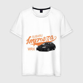 Мужская футболка хлопок с принтом Subaru Impreza в Кировске, 100% хлопок | прямой крой, круглый вырез горловины, длина до линии бедер, слегка спущенное плечо. | subaru impreza | авто | автомобилистам | водителям | машина | ретро | тачка