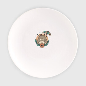 Тарелка с принтом Smile Totoro в Кировске, фарфор | диаметр - 210 мм
диаметр для нанесения принта - 120 мм | anime | тоторо | улыбка | япония