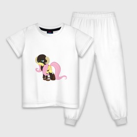 Детская пижама хлопок с принтом Futtershy: SKYRIM в Кировске, 100% хлопок |  брюки и футболка прямого кроя, без карманов, на брюках мягкая резинка на поясе и по низу штанин
 | broni | brony | fluttershy | skyrim | пони