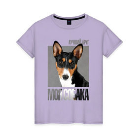 Женская футболка хлопок с принтом Басенджи в Кировске, 100% хлопок | прямой крой, круглый вырез горловины, длина до линии бедер, слегка спущенное плечо | drug | басенджи | порода | собака