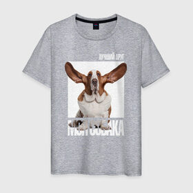 Мужская футболка хлопок с принтом Бассет-хаунд в Кировске, 100% хлопок | прямой крой, круглый вырез горловины, длина до линии бедер, слегка спущенное плечо. | drug | бассет хаунд | порода | собака