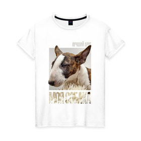 Женская футболка хлопок с принтом Бультерьер в Кировске, 100% хлопок | прямой крой, круглый вырез горловины, длина до линии бедер, слегка спущенное плечо | drug | порода | собака