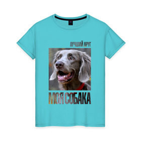 Женская футболка хлопок с принтом Веймаранер в Кировске, 100% хлопок | прямой крой, круглый вырез горловины, длина до линии бедер, слегка спущенное плечо | drug | веймаранер | порода | собака