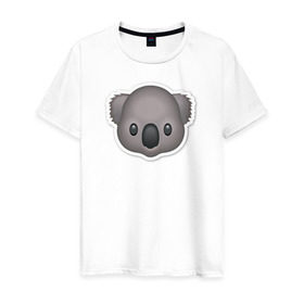 Мужская футболка хлопок с принтом Смайл коала в Кировске, 100% хлопок | прямой крой, круглый вырез горловины, длина до линии бедер, слегка спущенное плечо. | media | позитив