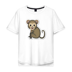 Мужская футболка хлопок Oversize с принтом Смайл обезьянка в Кировске, 100% хлопок | свободный крой, круглый ворот, “спинка” длиннее передней части | media | позитив