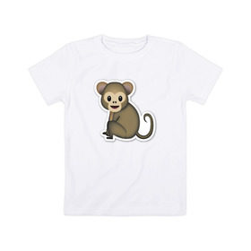 Детская футболка хлопок с принтом Смайл обезьянка в Кировске, 100% хлопок | круглый вырез горловины, полуприлегающий силуэт, длина до линии бедер | media | позитив