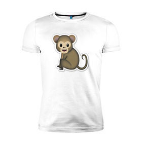 Мужская футболка премиум с принтом Смайл обезьянка в Кировске, 92% хлопок, 8% лайкра | приталенный силуэт, круглый вырез ворота, длина до линии бедра, короткий рукав | media | позитив