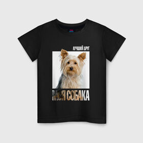 Детская футболка хлопок с принтом Йоркширский терьер в Кировске, 100% хлопок | круглый вырез горловины, полуприлегающий силуэт, длина до линии бедер | drug | порода | собака