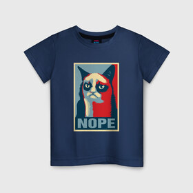 Детская футболка хлопок с принтом Grumpy Cat NOPE в Кировске, 100% хлопок | круглый вырез горловины, полуприлегающий силуэт, длина до линии бедер | grumpy cat | nope