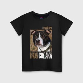Детская футболка хлопок с принтом Стаффордширcкий бультерьер в Кировске, 100% хлопок | круглый вырез горловины, полуприлегающий силуэт, длина до линии бедер | порода | собака | стаффордширcкий бультерьер
