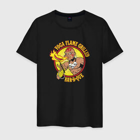 Мужская футболка хлопок с принтом Йога - гриль в Кировске, 100% хлопок | прямой крой, круглый вырез горловины, длина до линии бедер, слегка спущенное плечо. | food | ёда | мясо | повар | шашлык