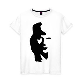 Женская футболка хлопок с принтом саксофонист или девушка в Кировске, 100% хлопок | прямой крой, круглый вырез горловины, длина до линии бедер, слегка спущенное плечо | восприятие | девушка | иллюзия | оптическая иллюзия | саксофонист
