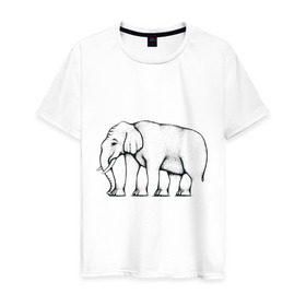 Мужская футболка хлопок с принтом Сколько ног у слона в Кировске, 100% хлопок | прямой крой, круглый вырез горловины, длина до линии бедер, слегка спущенное плечо. | слон