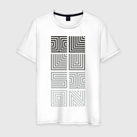 Мужская футболка хлопок с принтом Illusion grey в Кировске, 100% хлопок | прямой крой, круглый вырез горловины, длина до линии бедер, слегка спущенное плечо. | восприятие | иллюзии | мозг | обман зрения | оптическая | цвет